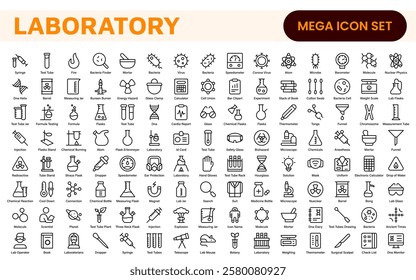 Laboratory Icon Set. A meticulously designed collection of icons for scientific research, experimentation, and research presentations to convey professionalism and innovation.