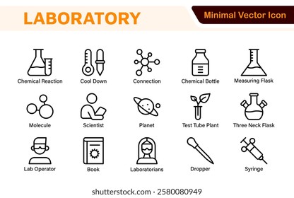 Laboratory Icon Set. A meticulously designed collection of icons for scientific research, experimentation, and research presentations to convey professionalism and innovation.