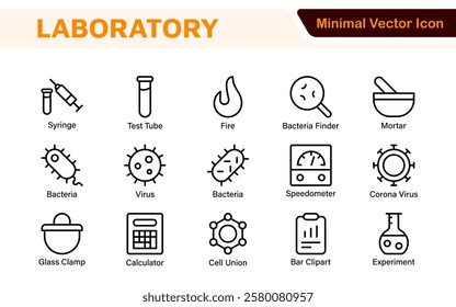 Laboratory Icon Set. A meticulously designed collection of icons for scientific research, experimentation, and research presentations to convey professionalism and innovation.