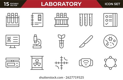 Laboratory Icon Set. A meticulously designed collection of icons for scientific research, experimentation, and research presentations to convey professionalism and innovation.