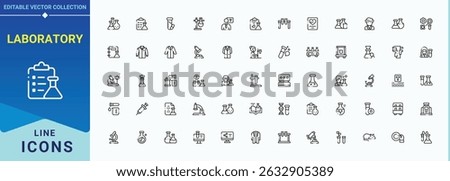 Laboratory icon set. Minimalist icons collection. Pixel perfect. Editable stroke. Chemist line icon set. Containing research, science, biology, chemist, analysis and more.
