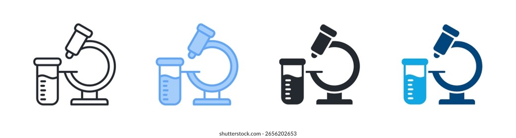 Conjunto de iconos de laboratorio estilo múltiple. Diseñado en el contorno, azul, glifo, tono dual