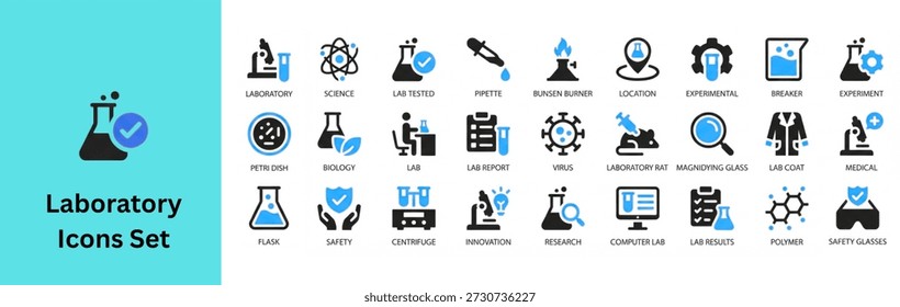 Laboratory icon set silhouette vector 