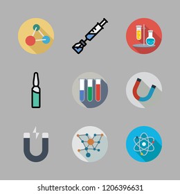 laboratory icon set. vector set about ampoul, molecules, test tubes and magnet icons set.