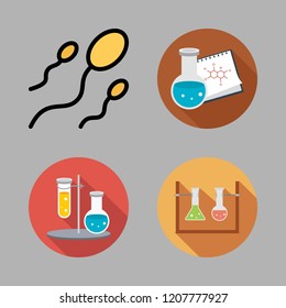 laboratory icon set. vector set about flask, sperm and flasks icons set.