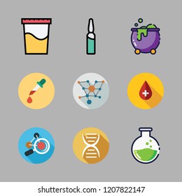 laboratory icon set. vector set about molecules, molecule, dna and pipette icons set.