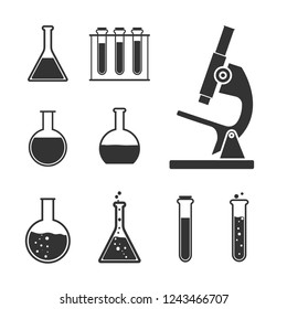 Laboratory icon set. Vector illustration, flat design.