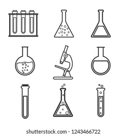 Laboratory icon set. Vector illustration, flat design.