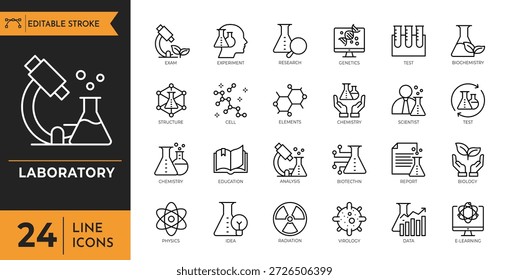 Conjunto de iconos de laboratorio. Ilustración vectorial