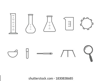Laboratory icon set vector isolated in white. Kind of laboratory equipment.