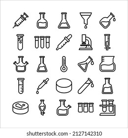 Laboratory icon set vector line for website, mobile app, presentation, social media.