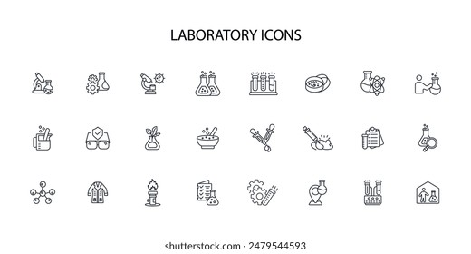 Laboratory icon set.vector.Editable stroke.linear style sign for use web design,logo.Symbol illustration.