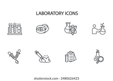 Conjunto de iconos de laboratorio.Vector.Trazo editable.signo de estilo lineal para el uso de Diseño web,logotipo.Ilustración de símbolo.