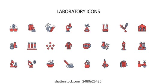 Laboratory icon set.vector.Editable stroke.linear style sign for use web design,logo.Symbol illustration.