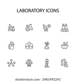 Laboratory icon set.vector.Editable stroke.linear style sign for use web design,logo.Symbol illustration.