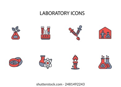 Laboratory icon set.vector.Editable stroke.linear style sign for use web design,logo.Symbol illustration.