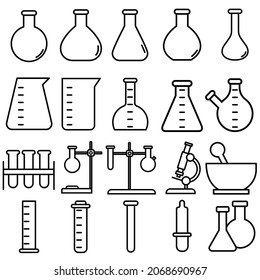 Laboratory icon vector set. analyzes illustration sign collectiob. test tube symbol. chemistry logo.