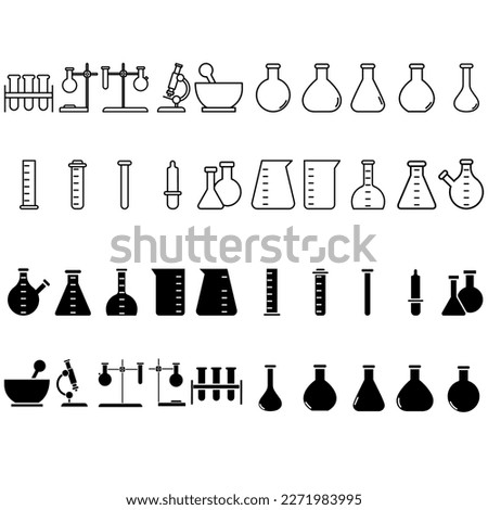 Laboratory icon vector set. analyzes illustration sign collectiob. test tube symbol. chemistry logo.