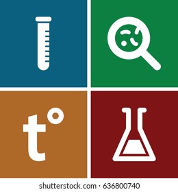 Laboratory icons set. set of 4 laboratory filled icons such as bacteria, test tube