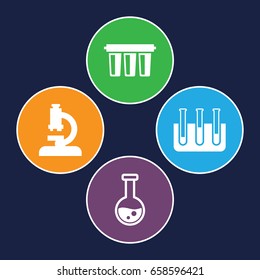 Laboratory icons set. set of 4 laboratory filled icons such as test tube, filter