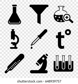 Laboratory icons set. set of 9 laboratory filled icons such as thermometer, pipette, microscope, test tube, test tube search, temperature