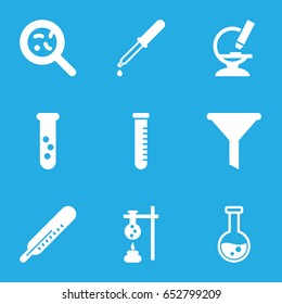 Laboratory icons set. set of 9 laboratory filled icons such as thermometer, pipette, bacteria, microscope, test tube