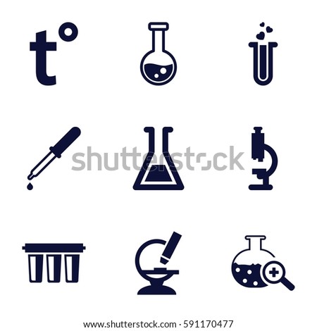 laboratory icons set. Set of 9 laboratory filled icons such as pipette, heart test tube, microscope, test tube search, filter, temperature