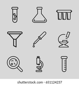 Laboratory icons set. set of 9 laboratory outline icons such as pipette, bacteria, microscope, test tube