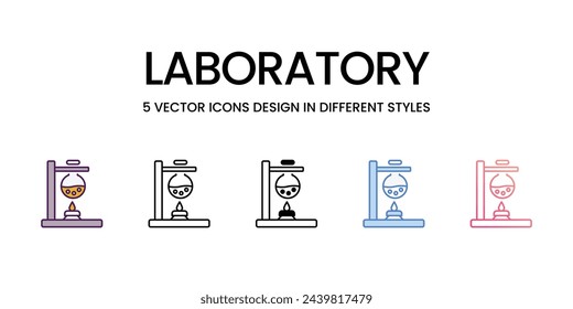 Iconos de laboratorio establecidos en diferentes estilos ilustración vectorial de stock