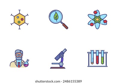 Laboratory icons. Set of line icons on white background. Scientist, organism, chemical reaction. Biotechnology concept. Vector can be used for topics like chemistry, science, microbiology