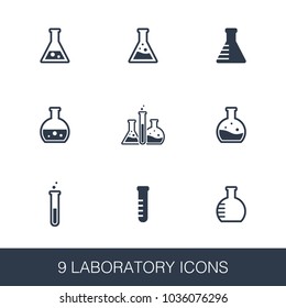 Laboratory icons set. Simple design glyph signs. Laboratory symbol template. Universal style icon, can be used for web and mobile UI