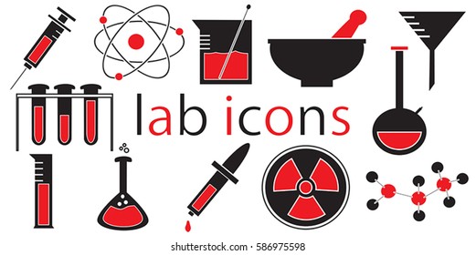 Laboratory icons vector isolated white background.