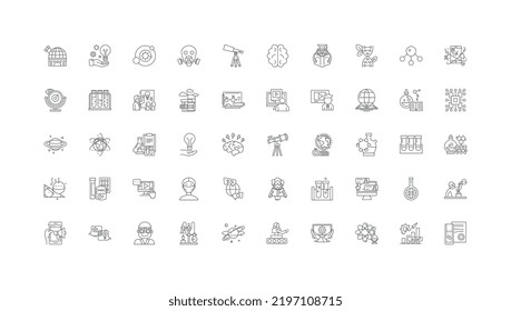 Laboratory ideas, linear icons, line signs set, vector collection