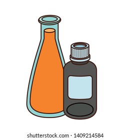 laboratory instruments with medicines in white background