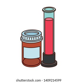 laboratory instruments with medicines in white background