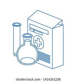 laboratory instruments with medicines in white background