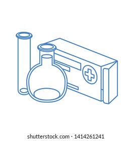 laboratory instruments with medicines in white background