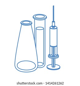 laboratory instruments with medicines in white background