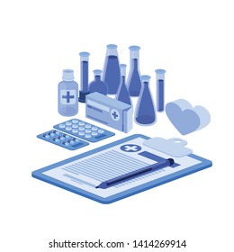 laboratory instruments in white background