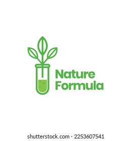 laboratory labs glass with plant grow green formula nature logo design vector icon illustration template