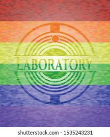 Laboratory lgbt colors emblem. Vector Illustration. Mosaic.