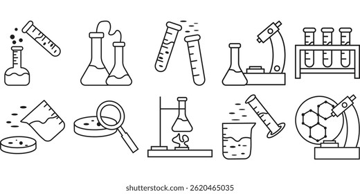 Conjunto de Vetores de Ícone de Linha de Laboratório