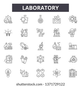 Laboratory line icons, signs set, vector. Laboratory outline concept, illustration: laboratory,medical,science,research,chemistry,medicine,test,biology