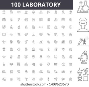 Laboratory line icons, signs, vector set, outline illustration concept 