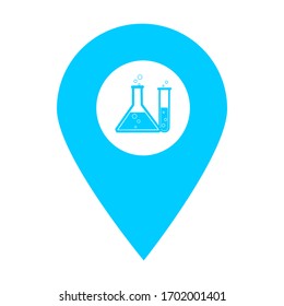 Laboratory location map pin pointer icon. Element of map point for mobile concept and web apps. Icon for website design and app development. Premium chemical test tube store icon sign