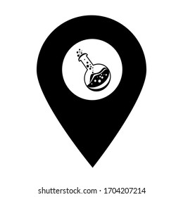 Laboratory location map pin pointer icon. Element of map point for mobile concept and web apps. Icon for website design and app development. Premium chemical test tube store icon sign	