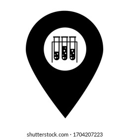 Laboratory location map pin pointer icon. Element of map point for mobile concept and web apps. Icon for website design and app development. Premium chemical test tube store icon sign	