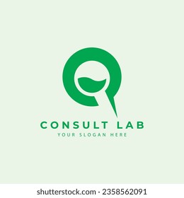 laboratory logo with chat consulting vector symbol icon modern design