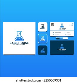 laboratory logo design with house and business card