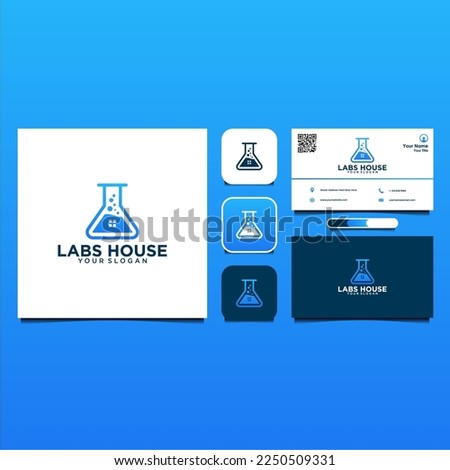 laboratory logo design with house and business card